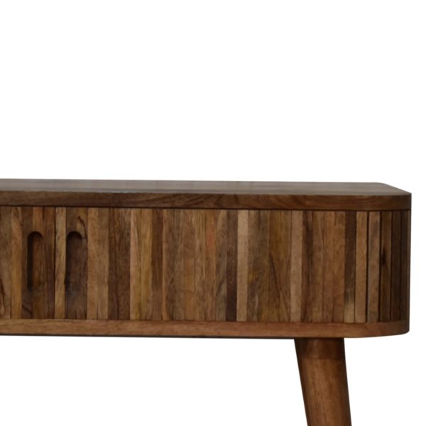 Solid Mango Wood Oak Finished 2 Handle Console Table - Image 4