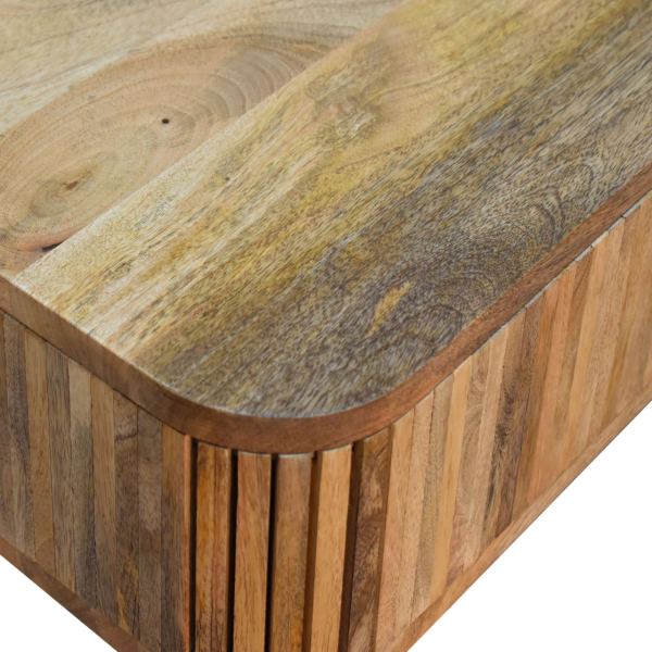 Solid Mango Wood Oak Finished 2 Handle Console Table - Image 5