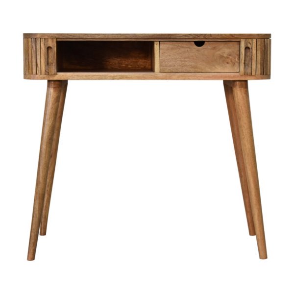 Solid Mango Wood Oak Finished 2 Handle Console Table - Image 6