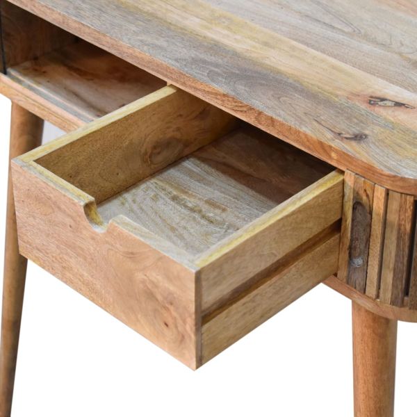 Solid Mango Wood Oak Finished 2 Handle Console Table - Image 8