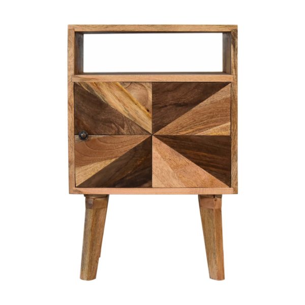 Solid Mango Wood Oak and Classic Grey 1 Door Safi Bedside