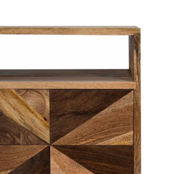 Solid Mango Wood Oak and Classic Grey 1 Door Safi Bedside - Image 4