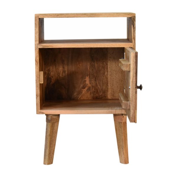Solid Mango Wood Oak and Classic Grey 1 Door Safi Bedside - Image 6