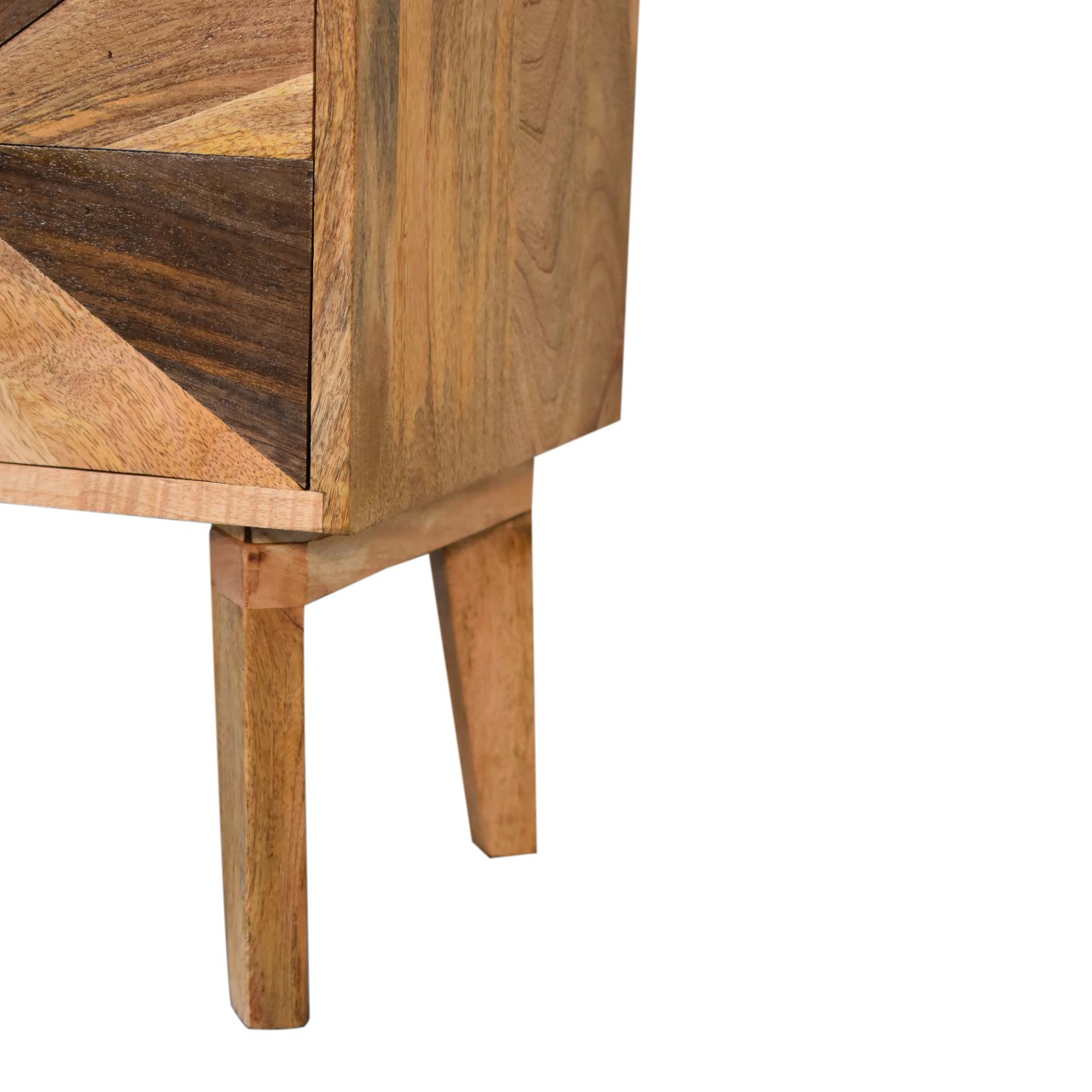 Solid Mango Wood Oak and Classic Grey 1 Door Safi Bedside - Image 7