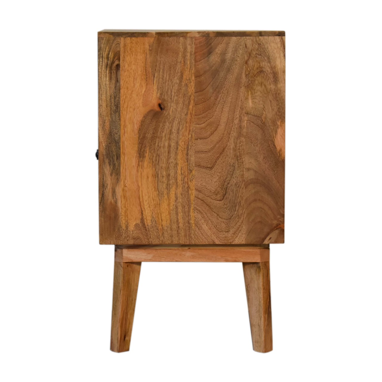 Solid Mango Wood Oak and Classic Grey 1 Door Safi Bedside - Image 8