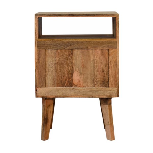 Solid Mango Wood Oak and Classic Grey 1 Door Safi Bedside - Image 9