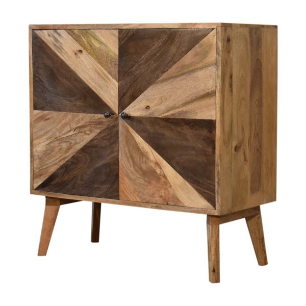 Solid Mango Wood Oak and Classic Grey Finished 2 Door Cabinet - Image 2
