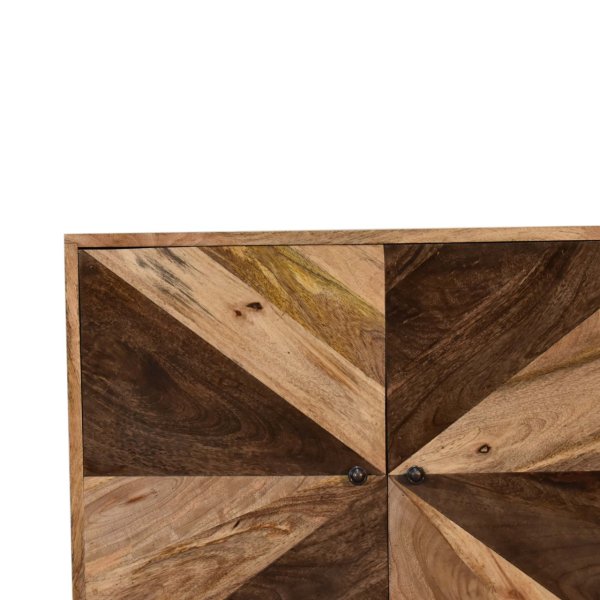 Solid Mango Wood Oak and Classic Grey Finished 2 Door Cabinet - Image 4