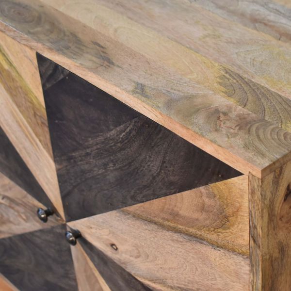 Solid Mango Wood Oak and Classic Grey Finished 2 Door Cabinet - Image 5