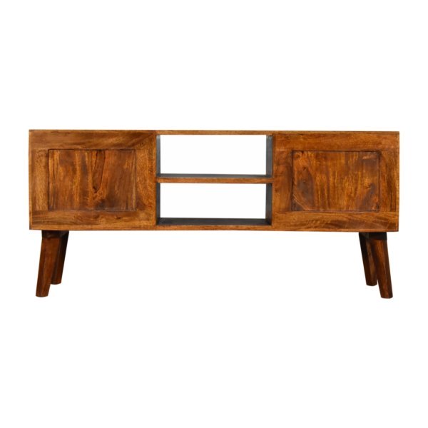 Solid Mango Wood Chestnut Finished 4 Drawer Amouri Media Unit - Image 9