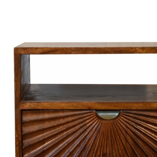 Solid Mango Wood Chestnut Finished 1 Door Drew Bedside - Image 4