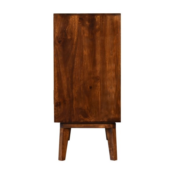 Solid Mango Wood Chestnut Finished 2 Door Alma Cabinet with Brass Diamond Pattern - Image 8