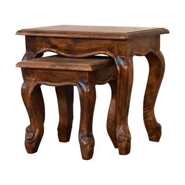 Solid Mango Wood Chestnut Finished 2 Stool Set - Image 2