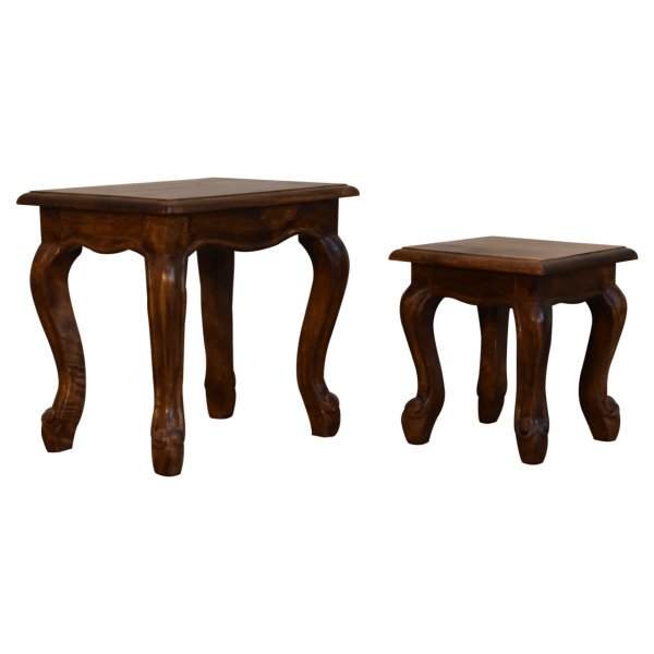 Solid Mango Wood Chestnut Finished 2 Stool Set - Image 6