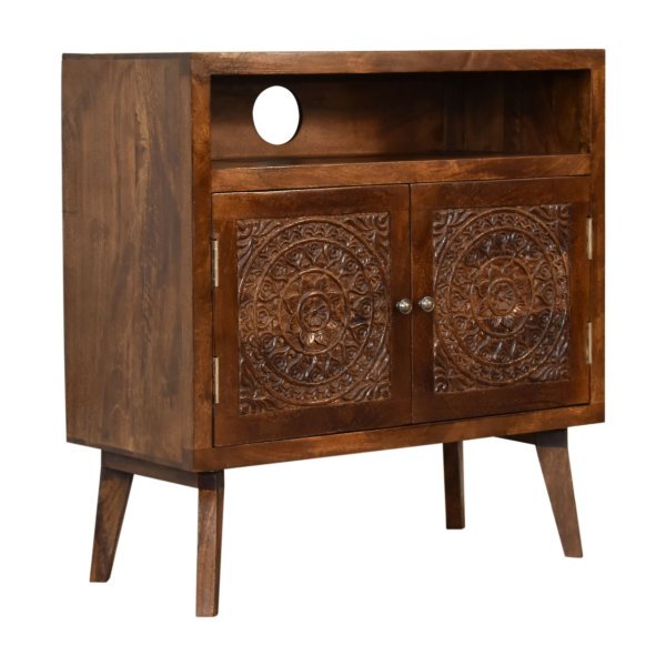 Solid Mango Wood Tova Open Shelf Cabinet - Image 2