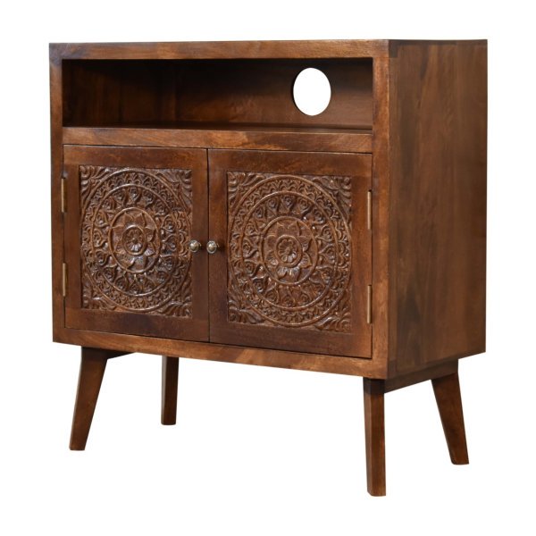 Solid Mango Wood Tova Open Shelf Cabinet - Image 3