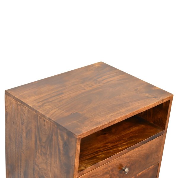 Solid Mango Wood Chestnut Finished 2 Drawers 1 Slot Classic Bedside - Image 5