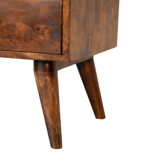 Solid Mango Wood Chestnut Finished 2 Drawers 1 Slot Classic Bedside - Image 7