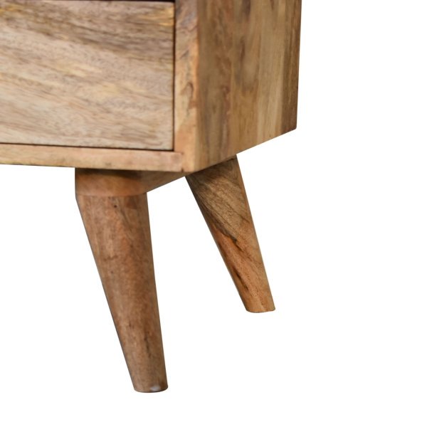 Solid Mango Wood Oak Finished 2 Drawer 1 Slot Classic Bedside - Image 7