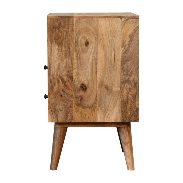 Solid Mango Wood Oak Finished 2 Drawer 1 Slot Classic Bedside - Image 8