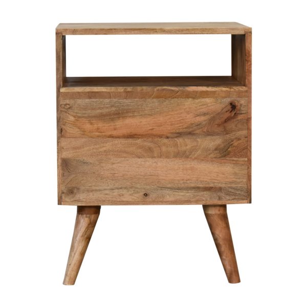 Solid Mango Wood Oak Finished 2 Drawer 1 Slot Classic Bedside - Image 9
