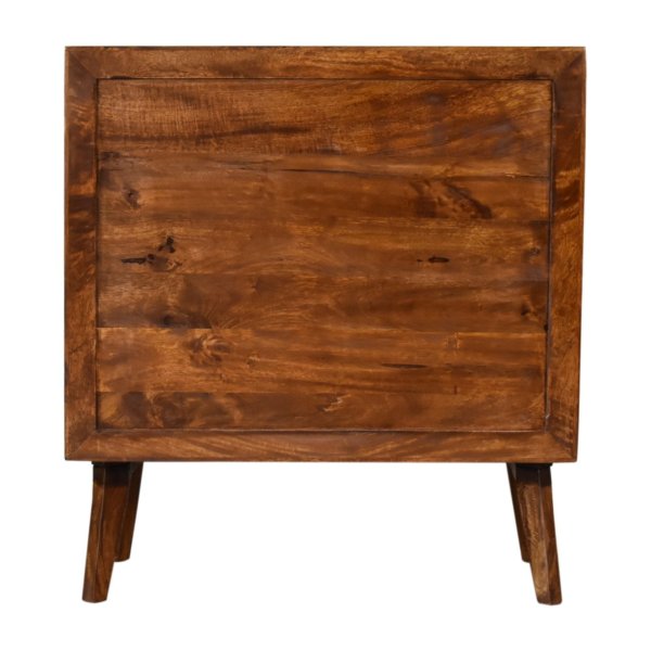 Solid Mango Wood Chestnut Finished Carved Front 2 Door Cabinet - Image 9