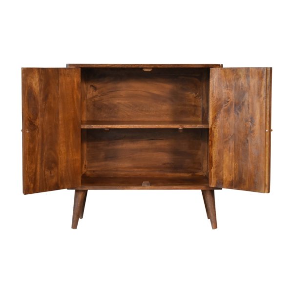 Solid Mango Wood Chestnut Finished 2 Door Arch Patterned Cabinet - Image 7