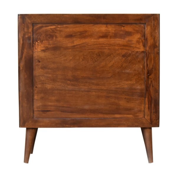 Solid Mango Wood Chestnut Finished 2 Door Arch Patterned Cabinet - Image 9