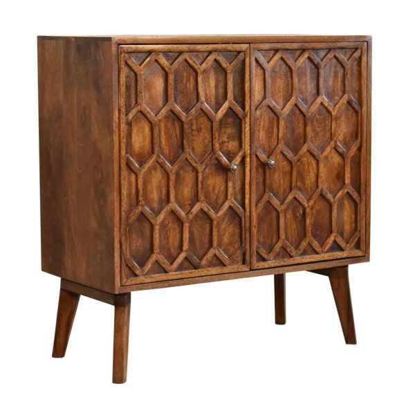 Solid Mango Wood Chestnut Finished Amouri 2 Door Cabinet - Image 3