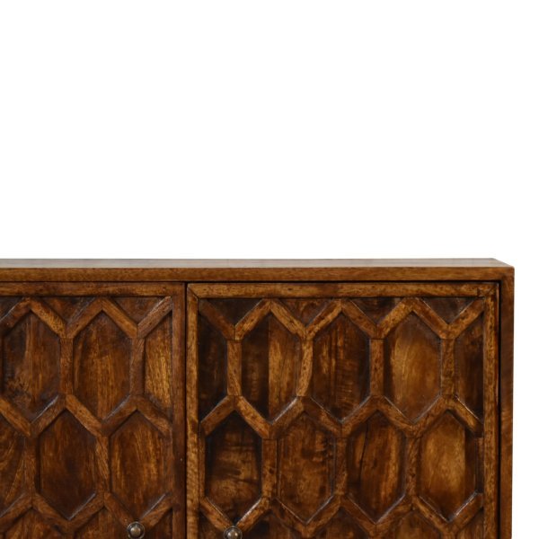 Solid Mango Wood Chestnut Finished Amouri 2 Door Cabinet - Image 4