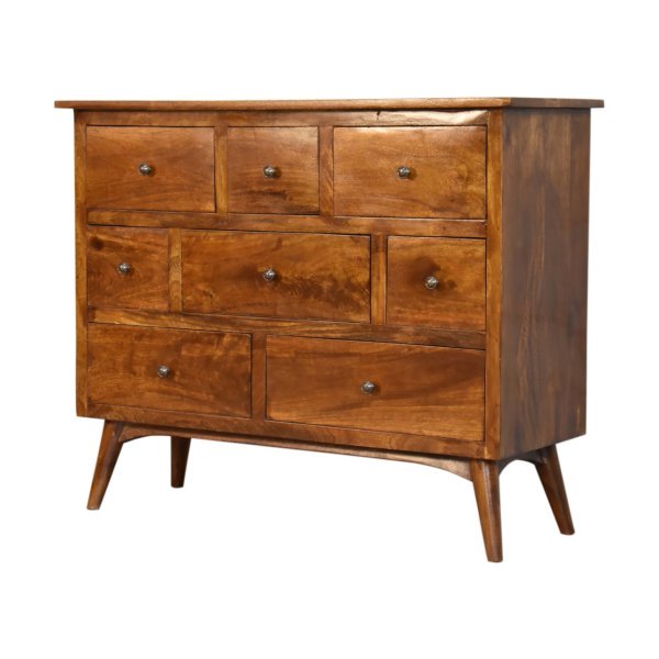 Solid Mango Wood Chestnut Finished 8 Drawer Chest of Drawers - Image 3