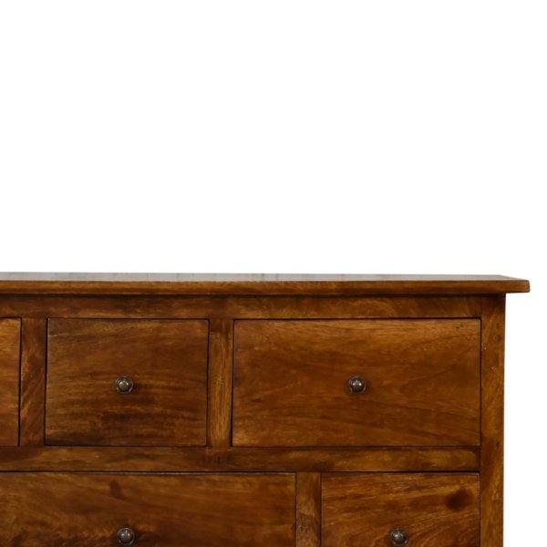 Solid Mango Wood Chestnut Finished 8 Drawer Chest of Drawers - Image 4