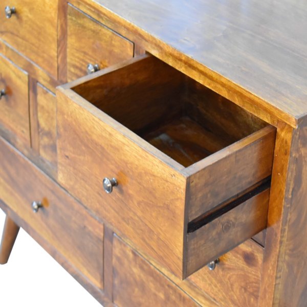 Solid Mango Wood Chestnut Finished 8 Drawer Chest of Drawers - Image 6