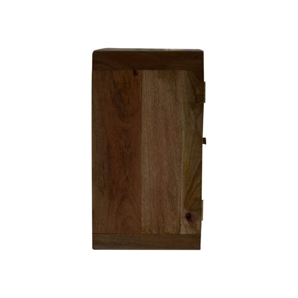 Solid Mango Wood Grey Wash Finished 2 Door Floating Woven Cabinet - Image 8