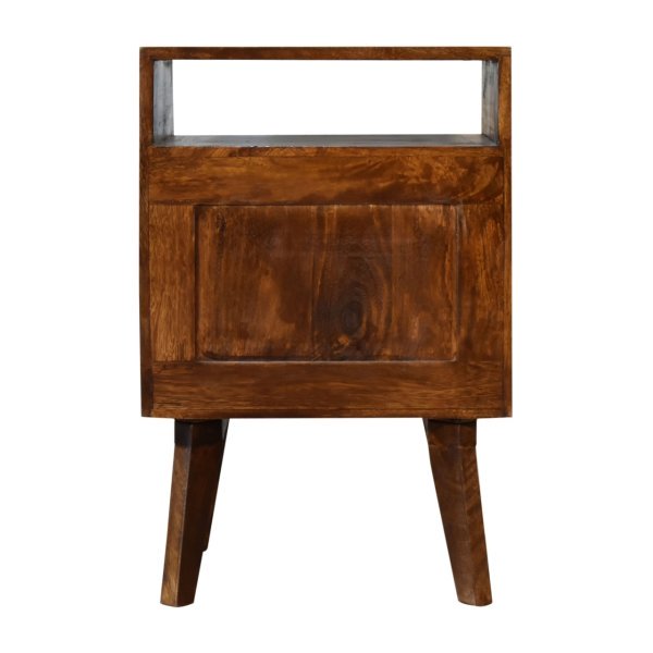 Solid Mango Wood Chestnut and Brass Finished Zen Bedside - Image 9