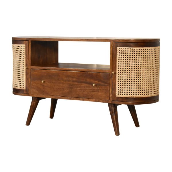 Solid Mango Wood Chestnut Finished 1 Drawer 2 Door Larissa Media Unit - Image 2