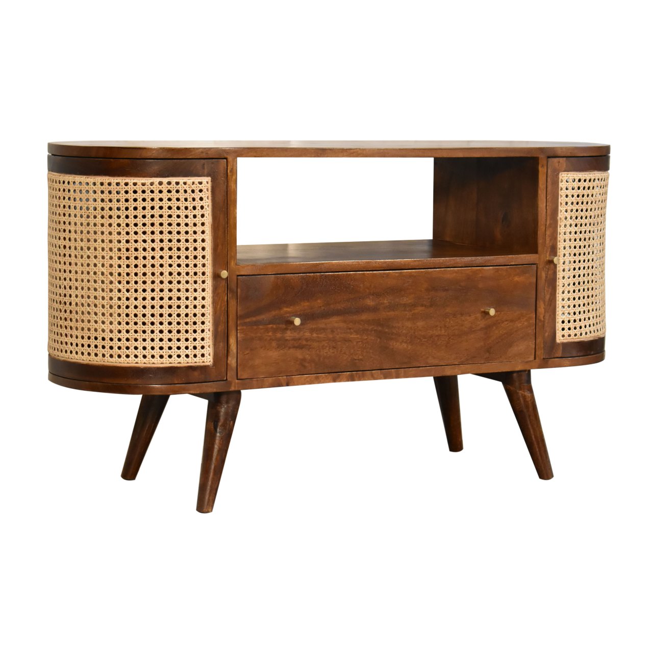 Solid Mango Wood Chestnut Finished 1 Drawer 2 Door Larissa Media Unit - Image 3