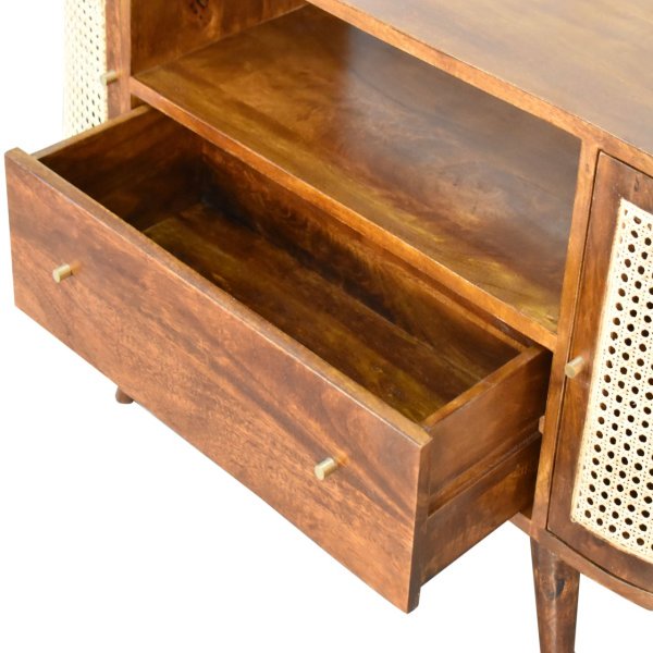 Solid Mango Wood Chestnut Finished 1 Drawer 2 Door Larissa Media Unit - Image 7