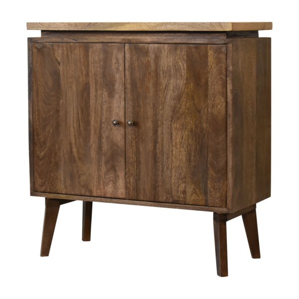 Solid Mango Wood Grey Washed 2 Door Platform Cabinet - Image 2