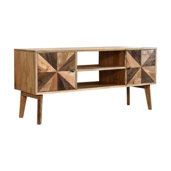 Solid Mango Wood Oak and Mixed Finished 2 Door Media Unit - Image 3