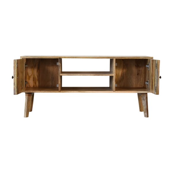 Solid Mango Wood Oak and Mixed Finished 2 Door Media Unit - Image 6