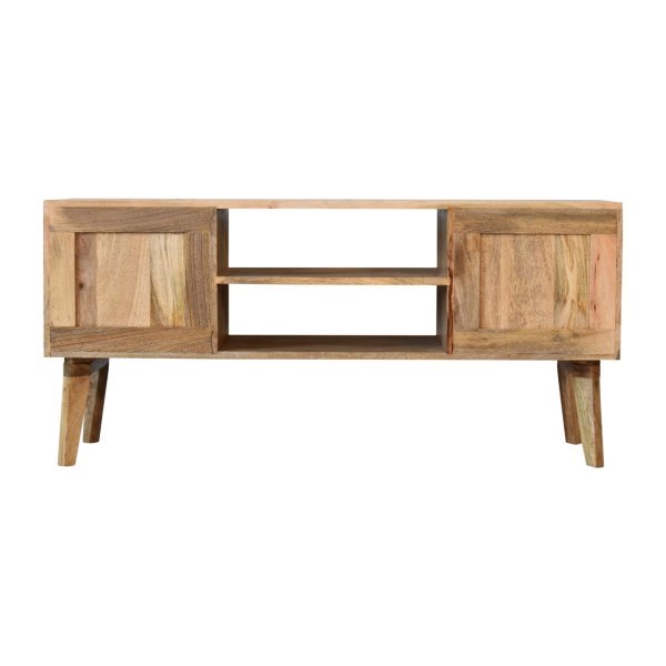 Solid Mango Wood Oak and Mixed Finished 2 Door Media Unit - Image 9