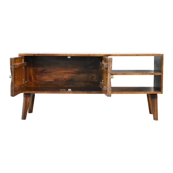 Solid Mango Wood Chestnut Finished 2 Samara Door Media Unit - Image 7