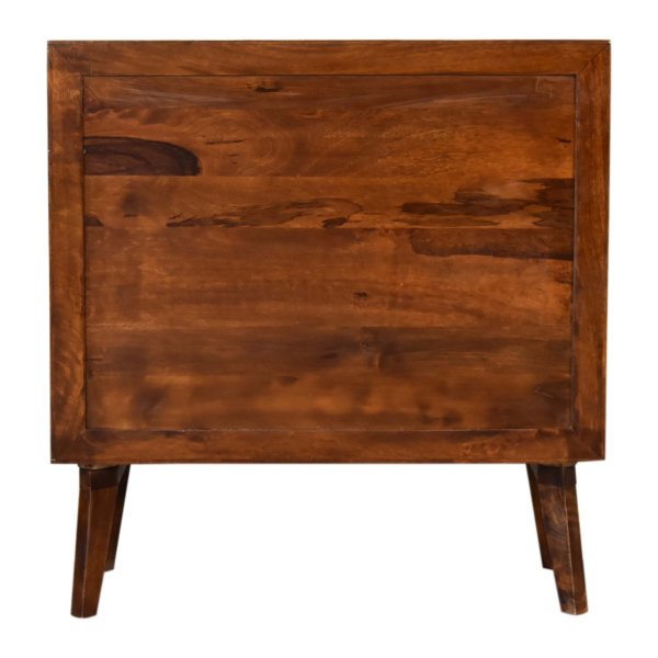 Solid Mango Wood Chestnut Finished 2 Door Honeycomb Front Cabinet - Image 9