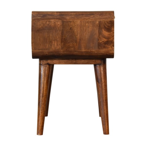 Solid Mango Wood Chestnut Finished Rattan Front 1 Drawer Bedside - Image 8