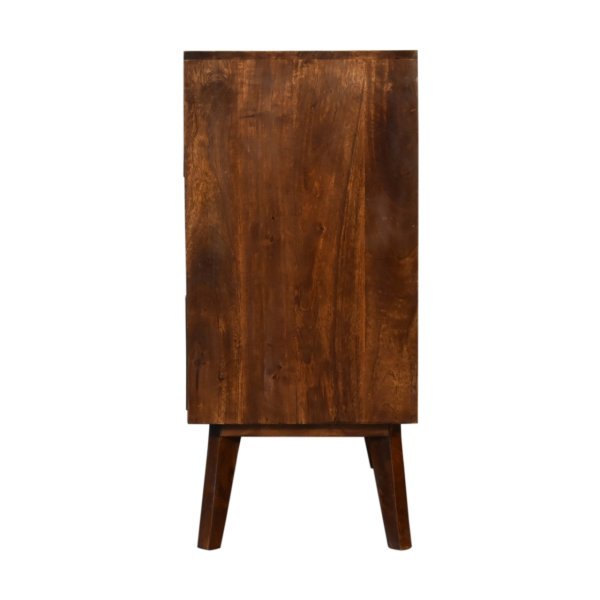 Solid Mango Wood Chestnut Finished 3 Drawer Rattan Woven Square Chest - Image 8
