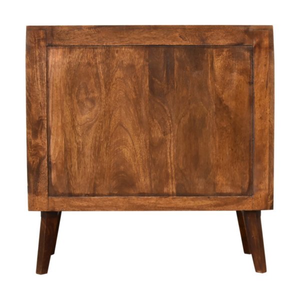 Solid Mango Wood Chestnut Finished 3 Drawer Rattan Woven Square Chest - Image 9