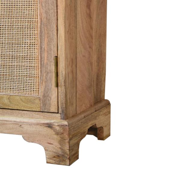 Solid Mango Wood Oak Finished 2 Woven Doors Lounge Cabinet - Image 6