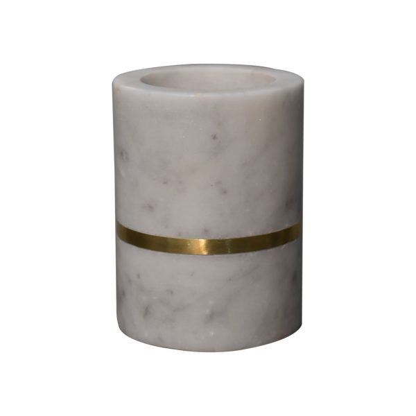 Solid Mango Wood Brass Inlay Bathroom Set of 5 - Image 9