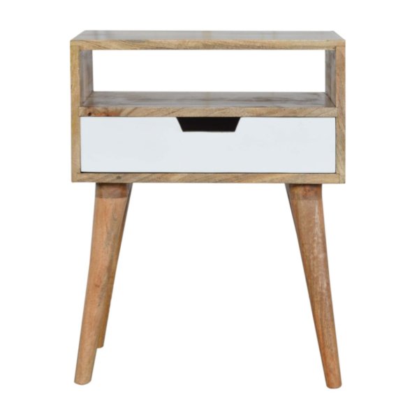 Solid Mango Wood Two Tone Scandinavian Style 1 Drawer Cabinet